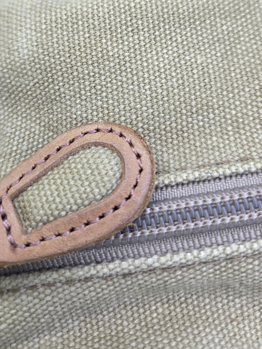 L.L. Bean Beige Canvas Messenger with Tan Leather Trim - Picture 9 of 16